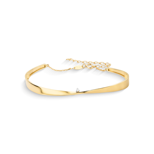 Bracelete Torcido com Brilhante - Ouro 18K